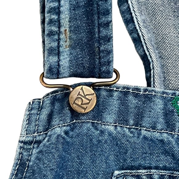 Y2K Red Kap Denim Bib Overalls 46x30 Paint Patina Utility Carpenter Grunge VF - Picture 7 of 16